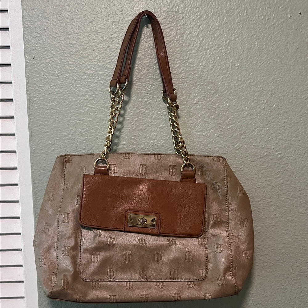 Tommy Hilfiger Tan and Brown Shoulder Bag